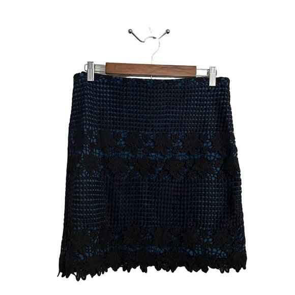 Ann Taylor LOFT Womens Black Crochet Lace Overlay Mini Pencil Skirt Size 6 - Picture 1 of 8